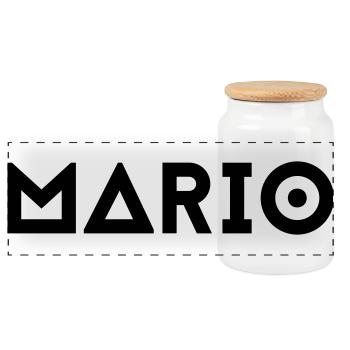 First name Mario - Panoramic Cookie Jar with Wooden Lid - white - Front