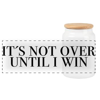 Ce n’est pas fini jusqu’à ce que je gagne - Chemise de motivation - Boîte à biscuits avec couvercle en bois - blanc - Devant