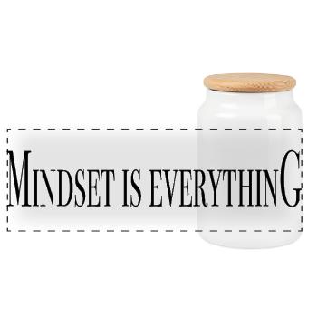 Mindset ist alles - Sprücheshirts - Panorama Keksdose mit Holzdeckel - Weiß - Vorne