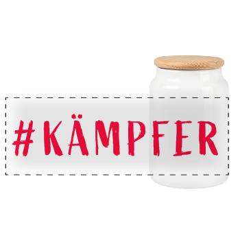 Kämpfer - Glücksbringer - Du schaffst das! - Panorama Keksdose mit Holzdeckel - Weiß - Vorne