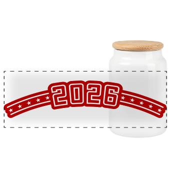 2026 Outline - Panorama Keksdose mit Holzdeckel - Weiß - Vorne