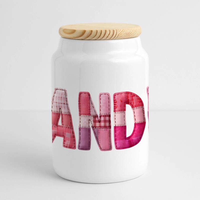 Großmutter Pink Plaid Buchstaben Patchwork Panorama Keksdose mit Holzdeckel