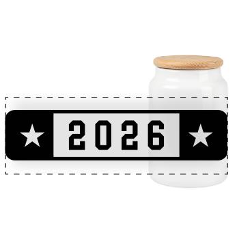 2026 - Panoramic Cookie Jar with Wooden Lid - white - Front
