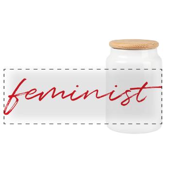 Feminist - Panoramic Cookie Jar with Wooden Lid - white - Front
