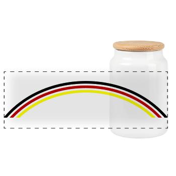 Deutschland Flagge Linie - Panorama Keksdose mit Holzdeckel - Weiß - Vorne