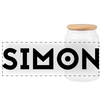 First name Simon - Panoramic Cookie Jar with Wooden Lid - white - Front