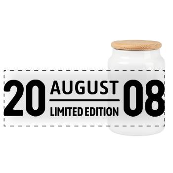 Limited Edition August 2008 Geburtstag Geschenk - Panorama Keksdose mit Holzdeckel - Weiß - Vorne