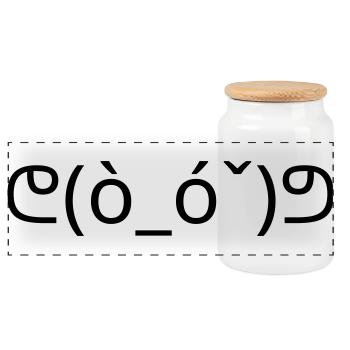 Muscle Emote ᕦ(ò_ó ˇ)ᕤ Strong Kaomoji - Panoramic Cookie Jar with Wooden Lid - white - Front