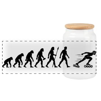 Evolution Inline Speedskating - Panorama Keksdose mit Holzdeckel - Weiß - Vorne