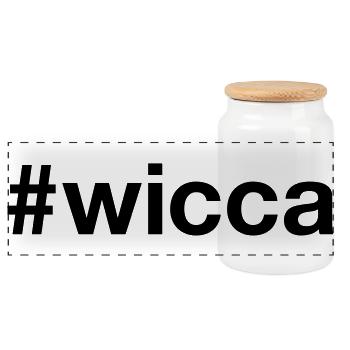 WICCA Hashtag Pagan - Panoramic Cookie Jar with Wooden Lid - white - Front