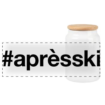 APRES-SKI Hashtag Piste de ski - Boîte à biscuits avec couvercle en bois - blanc - Devant
