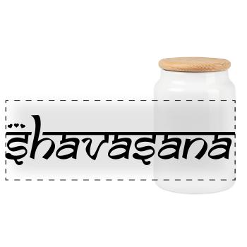 OM SHAVASANA - Panoramic Cookie Jar with Wooden Lid - white - Front