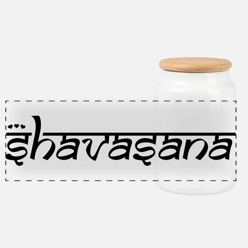 OM SHAVASANA - Panoramic Cookie Jar with Wooden Lid - white