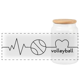 Volleyball - Panorama Keksdose mit Holzdeckel - Weiß - Vorne