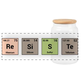 Resists in periodic elements - Panoramic Cookie Jar with Wooden Lid - white - Front