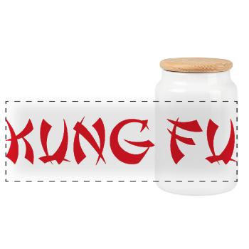 KUNG FU - Panoramic Cookie Jar with Wooden Lid - white - Front