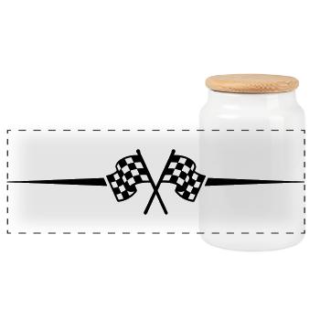 Racing Flag Race Icon - Panoramic Cookie Jar with Wooden Lid - white - Front