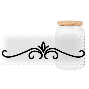 Ornement aux lignes courbes - Boîte à biscuits avec couvercle en bois - blanc - Devant