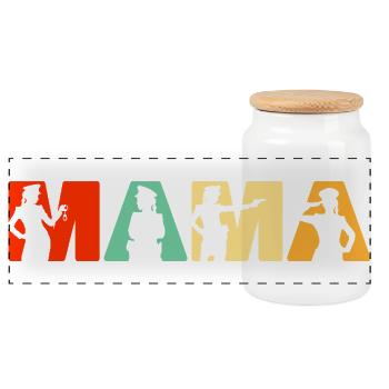 Police Mama Law Enforcement Mother Retro - Panoramic Cookie Jar with Wooden Lid - white - Front