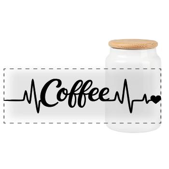Coffee makes you happy - Panoramic Cookie Jar with Wooden Lid - white - Front