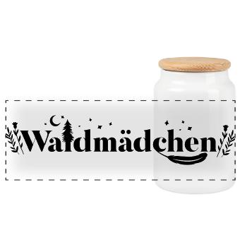 Waldmädchen – Wild. Frei. Echt. - Panorama Keksdose mit Holzdeckel - Weiß - Vorne