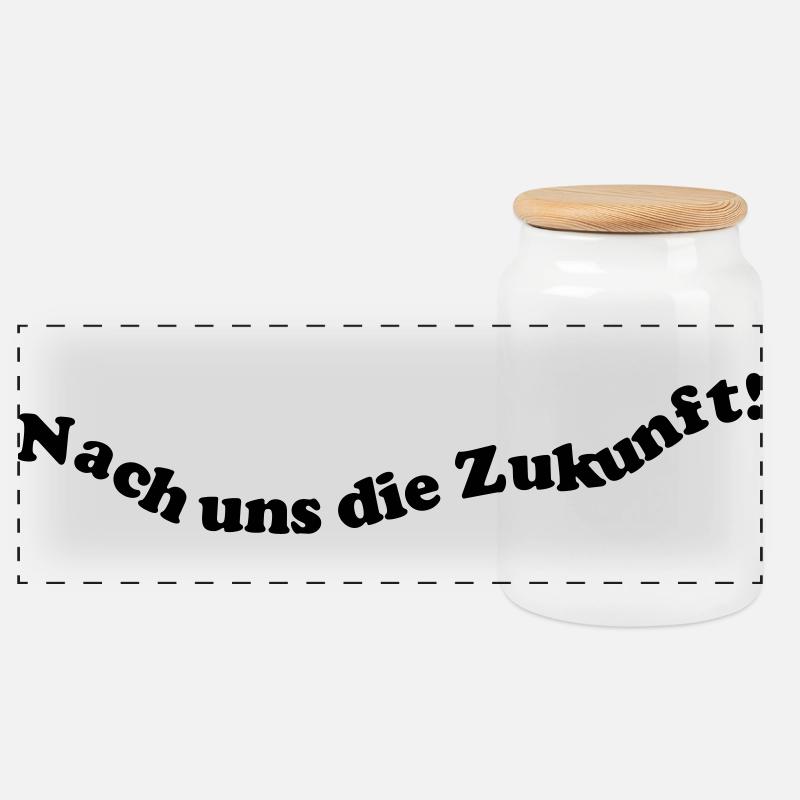 Nach uns die Zukunft! - Panorama Keksdose mit Holzdeckel - Weiß