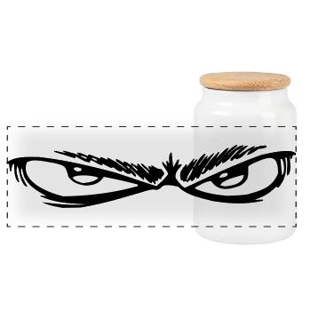 Night Eyes Black & White - Panoramic Cookie Jar with Wooden Lid - white - Front
