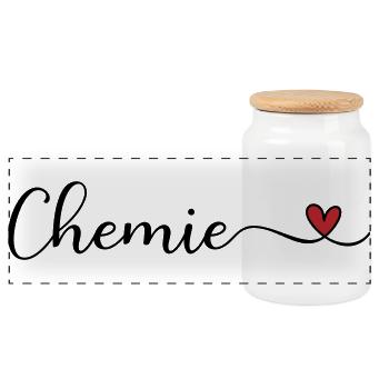 Chemie - Panorama Keksdose mit Holzdeckel - Weiß - Vorne