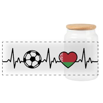 Football Biélorusse Heartbeat Biélorussie - Boîte à biscuits avec couvercle en bois - blanc - Devant