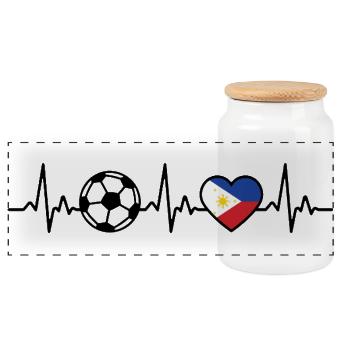 Philippines Football Heartbeat Philippines - Boîte à biscuits avec couvercle en bois - blanc - Devant
