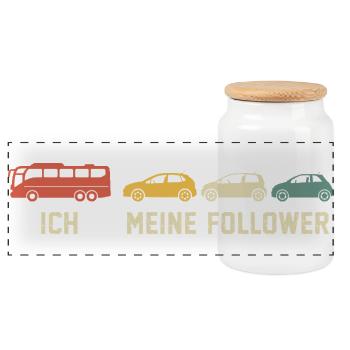 Busfahrer Und Meine Follower - Panorama Keksdose mit Holzdeckel - Weiß - Vorne