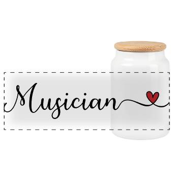 Musikerherz-Typografie - Panorama Keksdose mit Holzdeckel - Weiß - Vorne