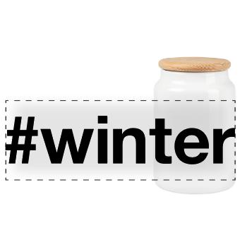 WINTER Hashtag Winter Sports Christmas - Panoramic Cookie Jar with Wooden Lid - white - Front