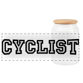 Cyclists - Panoramic Cookie Jar with Wooden Lid - white - Front