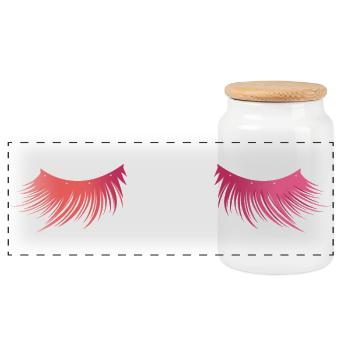 Lange schöne Wimpern - Geschenk - Panorama Keksdose mit Holzdeckel - Weiß - Vorne
