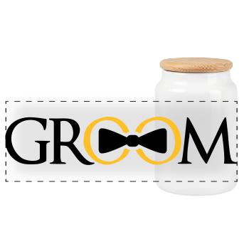 groom ringe team junggesellenabschied bachelor par - Panorama Keksdose mit Holzdeckel - Weiß - Vorne