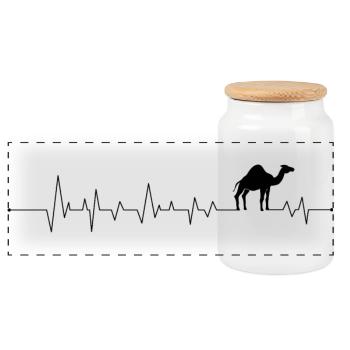 Heartbeat camel - Panoramic Cookie Jar with Wooden Lid - white - Front