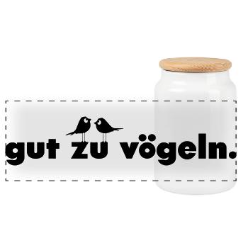 gut zu vögeln. - Panorama Keksdose mit Holzdeckel - Weiß - Vorne