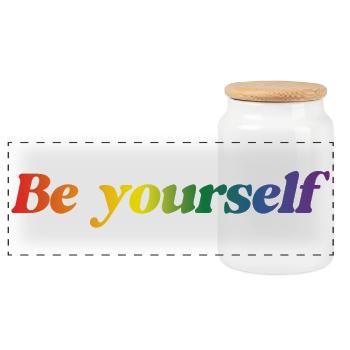 LGBT Pride Month - Be yourself - Panoramic Cookie Jar with Wooden Lid - white - Front