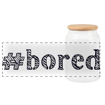 boring bored - Panoramic Cookie Jar with Wooden Lid - white - Front