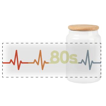 80s ECG - Panoramic Cookie Jar with Wooden Lid - white - Front