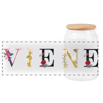 Viene - Panoramic Cookie Jar with Wooden Lid - white - Front