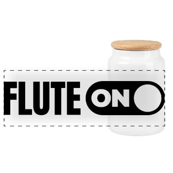 Turn on the flute - Panoramic Cookie Jar with Wooden Lid - white - Front