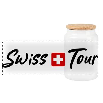 Swiss Tour Switzerland Holidays - Panoramic Cookie Jar with Wooden Lid - white - Front