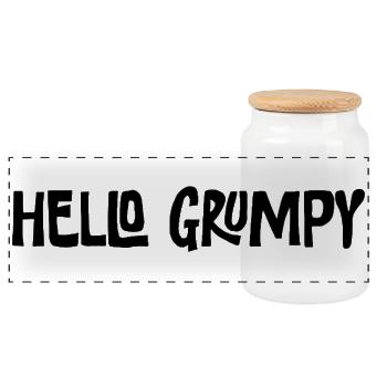 Hello Grumpy Lustiger Minimal Spruch - Boîte à biscuits avec couvercle en bois - blanc - Devant