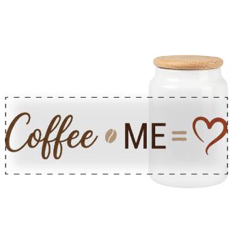 Coffee & Me - Liebe zum Kaffee Design - Panorama Keksdose mit Holzdeckel - Weiß - Vorne