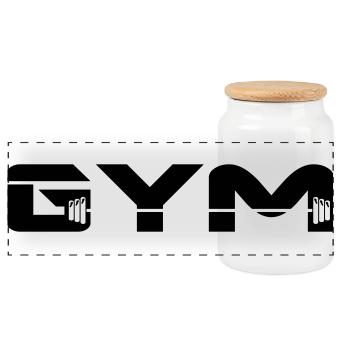 gym musculation - Boîte à biscuits avec couvercle en bois - blanc - Devant