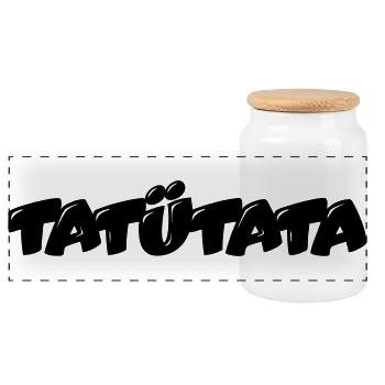 Tatuetata_logo - Panoramic Cookie Jar with Wooden Lid - white - Front