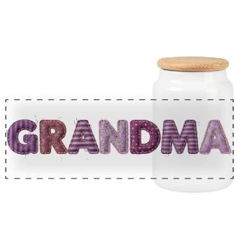 Grandma Vintage Stitching Design Trend Gift - Panoramic Cookie Jar with Wooden Lid - white - Front