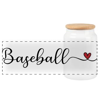 Baseball - Panoramic Cookie Jar with Wooden Lid - white - Front